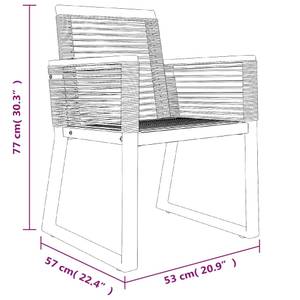 Garten-Essgruppe (7-teilig) 3013389-2 Schwarz - Metall - 80 x 74 x 160 cm