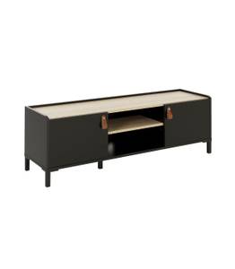 Banc TV 2 portes Amsterdam - L136 cm Noir - Bois manufacturé - 40 x 44 x 136 cm