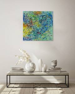 Tableau peint à la main Magic of colour Bois massif - Textile - 80 x 80 x 4 cm