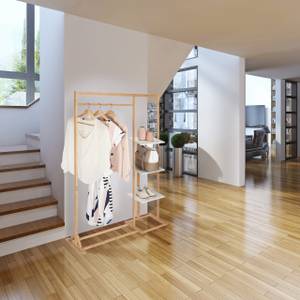 Kleiderständer mit Regal Braun - Weiß - Bambus - Holzwerkstoff - 90 x 156 x 41 cm