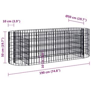 Lit surélevé à gabion 3013583 50 x 50 x 190 cm