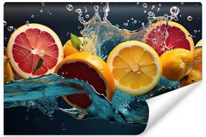 Fototapete ZITRUSFRÜCHTE Obst Wasser 3D 360 x 240 x 240 cm