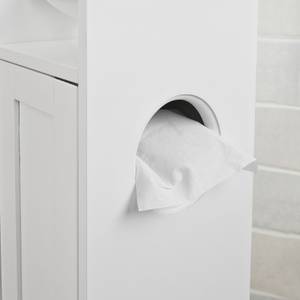 SoBuy BZR53-W Support Papier Toilette Armoire Toilettes Porte Brosse WC sur  Pied en Bois –Blanc