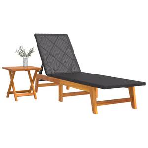 Chaise longue 319727 Noir - Métal - Polyrotin - Bois/Imitation - 54 x 87 x 200 cm