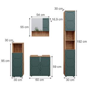 Badmöbel-Set Irma 47192 Grün - Sonoma Eiche Trüffel Dekor