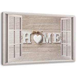 Bild Fensterblick Haus Home Herz Beige 90 x 60 cm