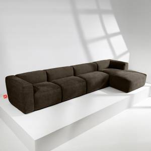 Ecksofa BUFFO 6-Sitzer Braun - Breite: 377 cm - Armlehne beidseitig montierbar - Ecke davorstehend rechts - Ottomane davorstehend rechts