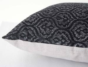 Deko-Kissen Barock Schwarz - Silber - Textil - 45 x 45 x 12 cm