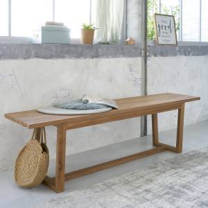 Bank aus Teakholz 160 Beige - Massivholz - 35 x 45 x 160 cm