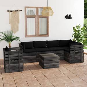 Gartensitzgruppe K5432(7-tlg) Schwarz - Massivholz - 72 x 65 x 70 cm