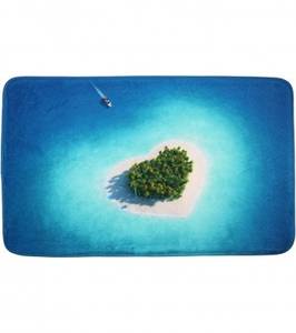 Badteppich Dream Island 70 x 110 cm Blau - Textil - 70 x 2 x 110 cm