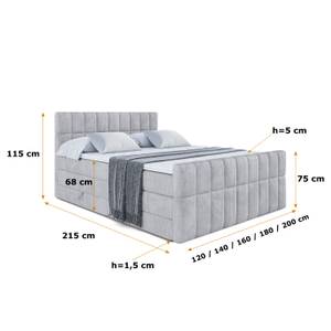 Boxspringbett MIAMI-Z KING Grau - Breite: 140 cm