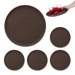 Lot de 5 plateaux de service marrons Marron - Matière plastique - 35 x 2 x 35 cm