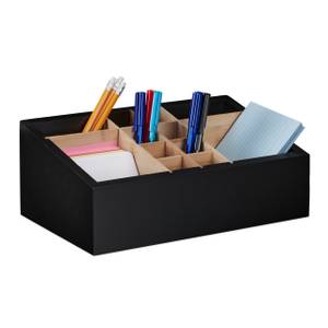 Schreibtisch Organizer 12 Fächer Schwarz - Braun - Bambus - Holzwerkstoff - 30 x 12 x 18 cm