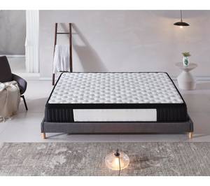 Bett+Taschenfederkernmatratze 180x200cm Grau - Naturfaser - 180 x 58 x 200 cm