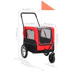 Tier-Fahrradanhänger 91762 Rot - Metall - 56 x 97 x 135 cm