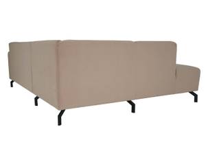 Ecksofa J60 Ottomane links Beige - Massivholz - Textil