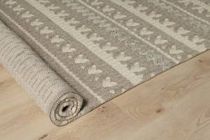 Handgefertigter Teppich Gewebtes Herz Grau - Weiß - Textil - 160 x 230 x 1 cm