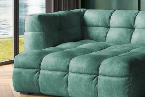 Ecksofa ROSARIO Velvet Petrol - Ecke davorstehend links