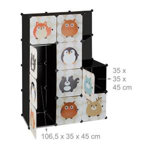 Armoire à 10 casiers motifs animaux Beige - Noir - Blanc - Métal - Matière plastique - 111 x 145 x 47 cm