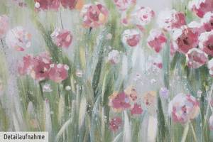 Acrylbild handgemalt Unberührte Natur Grün - Pink - Massivholz - Textil - 150 x 50 x 4 cm
