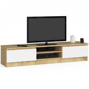 TV-Schrank K160 2T 1S CLP Eiche Hell Dekor - Weiß