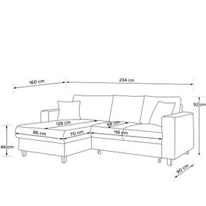 Ecksofa EGRET Dunkelgrün - Armlehne beidseitig montierbar - Ecke davorstehend links - Ottomane davorstehend links