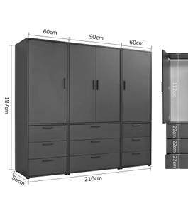 Kleiderschrank Der Grenzenlose I Anthrazit - Breite: 210 cm