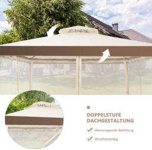 Gartenpavillon Partyzelt Beige - Metall - Kunststoff - 300 x 265 x 300 cm