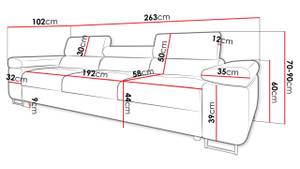 Sofa Torezio 3 Cord Schwarz