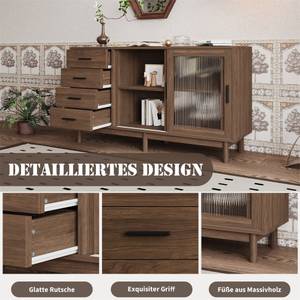 Sideboard Retrostil Ⅱ Braun - Holzwerkstoff - Holz teilmassiv - 40 x 76 x 140 cm