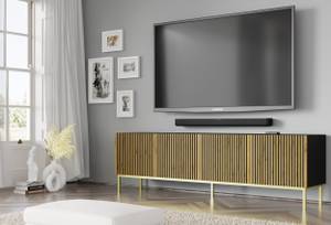 Tv lowboard RAVENNA F RTV200 4D Schwarz - Braun - Gold