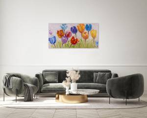 Acrylbild handgemalt Flowers of Joy Massivholz - Textil - Holz teilmassiv - 120 x 60 x 4 cm