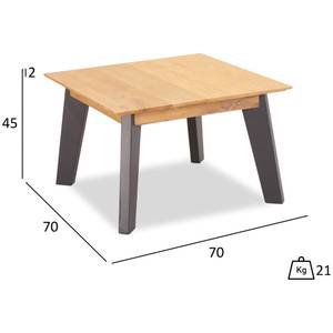 Couchtisch Sentosa Natur/Grau 70x70 cm Braun - Massivholz - Holzart/Dekor - 70 x 45 x 70 cm