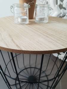 Beistelltisch Tisch mit Stauraum Ø 39 cm Schwarz - Holzwerkstoff - Metall - 39 x 41 x 39 cm