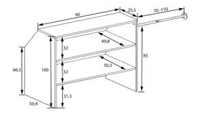 Offener Kleiderschrank Regal Dacho l Weiß - Holzwerkstoff - 90 x 100 x 50 cm