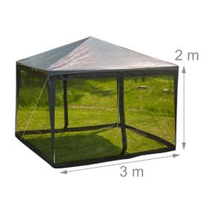 Moskitonetz für 3x3 Pavillon Schwarz - Kunststoff - 600 x 200 x 1 cm