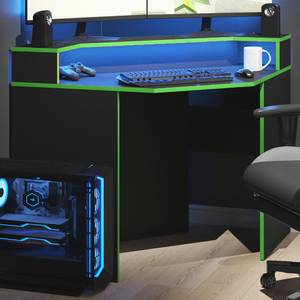 Bureau ordinateur Kron 90cm noir/vert 90 x 90 cm