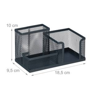 Schreibtisch-Organizer mit 3 Fächern Grau - Metall - 19 x 10 x 10 cm