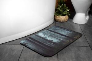 Badteppich Wald-Nebel Schwarz - Textil - 90 x 60 x 90 cm