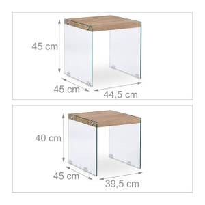 Satztisch 2er Set Holz+Glas Braun - Holzwerkstoff - Glas - 45 x 45 x 45 cm