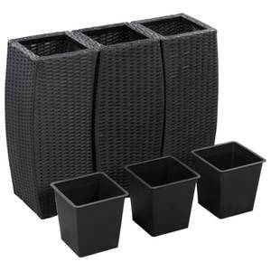 Garten-Hochbeet Schwarz - Kunststoff - Rattan - 28 x 70 x 28 cm