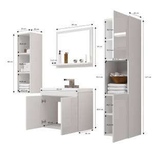 FURNIX salle de bain Misti sans LED Blanc - Bois manufacturé - 140 x 130 x 46 cm
