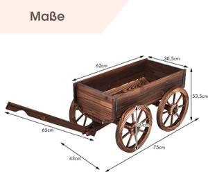 Blumenwagen Holz, Pflanzwagen 4 Rädern Braun - Holzwerkstoff - 43 x 54 x 120 cm