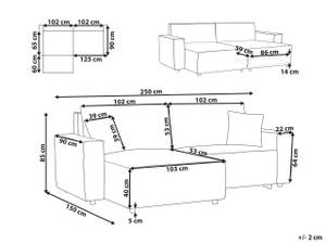 Ecksofa KARILA Grau - Armlehne davorstehend links - Ecke davorstehend rechts - Schlaffunktion davorstehend rechts