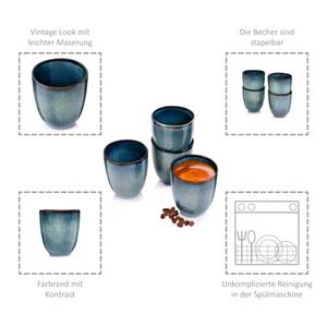 Kaffeebecher Darwin 4er Set 180ml Blau - Stein - 27 x 9 x 9 cm