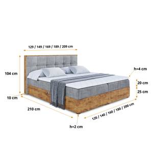 Boxspringbett LOLLI7 Grau - Breite: 160 cm - H3