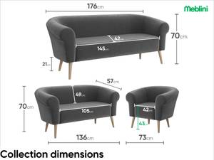 Sofa Emilia (2-Sitzer) Dunkelgrau