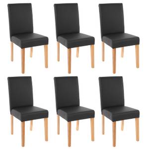 Chaise Littau simlicuir lot de 6 Noir - Marron - Cuir synthétique - En partie en bois massif