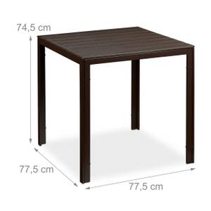 Quadratischer Gartentisch Holzoptik Braun - Metall - Kunststoff - 78 x 75 x 78 cm
